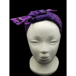 Glow in the Dark Purple Bats Self Tie Headband