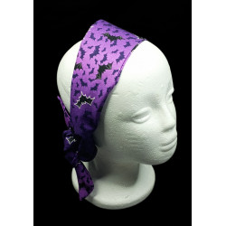 Glow in the Dark Purple Bats Self Tie Headband