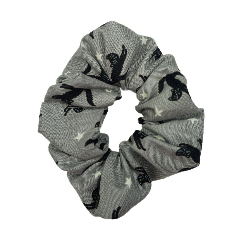 Glow in the Dark Grey Cats Scrunchie