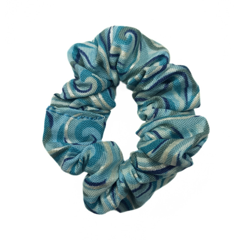 Blue & Silver Swirl Mini Scrunchie