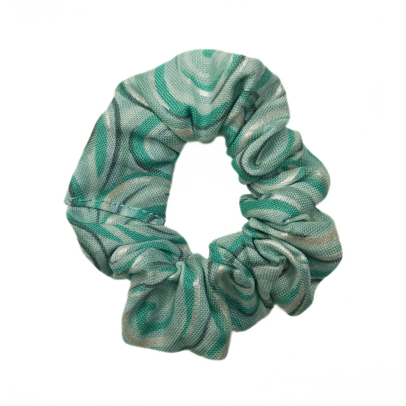 Green & Silver Swirl Mini Scrunchie