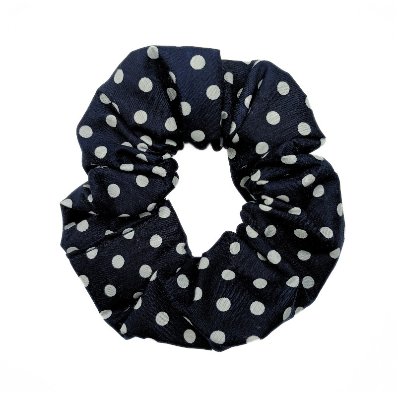 Navy Polka Dot Scrunchie