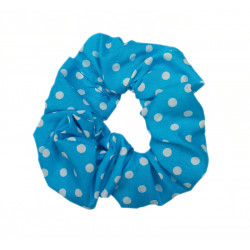 Turquoise Polka Dot Scrunchie