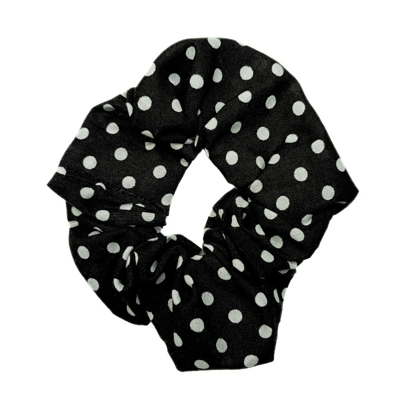 Black Polka Dot Scrunchie