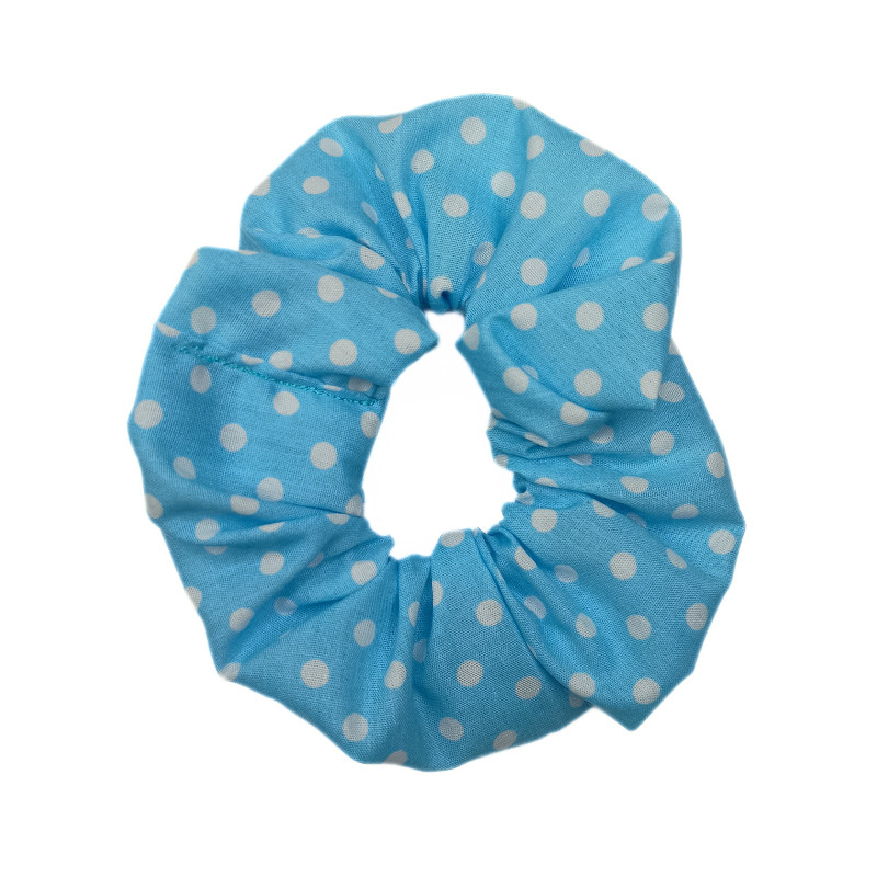 Baby Blue Polka Dot Scrunchie
