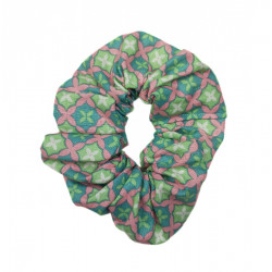 Teal & Pink Floral Scrunchie