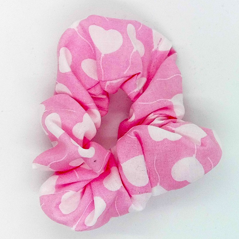 Pink Heart Hair Scrunchie