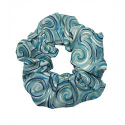 Blue & Silver Swirl Scrunchie