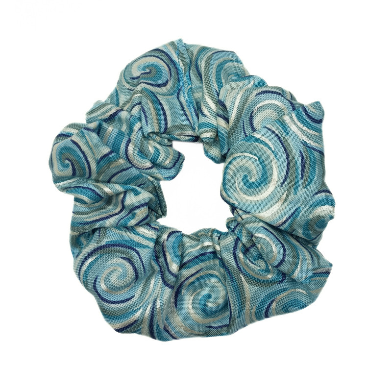 Blue & Silver Swirl Scrunchie