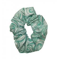 Green & Silver Swirl Scrunchie