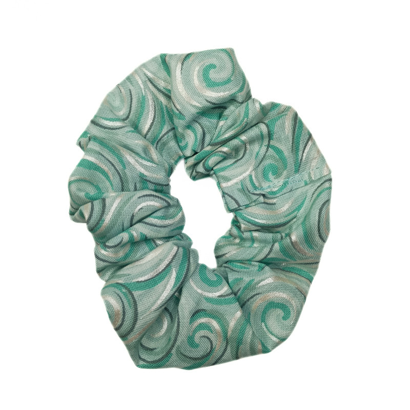 Green & Silver Swirl Scrunchie