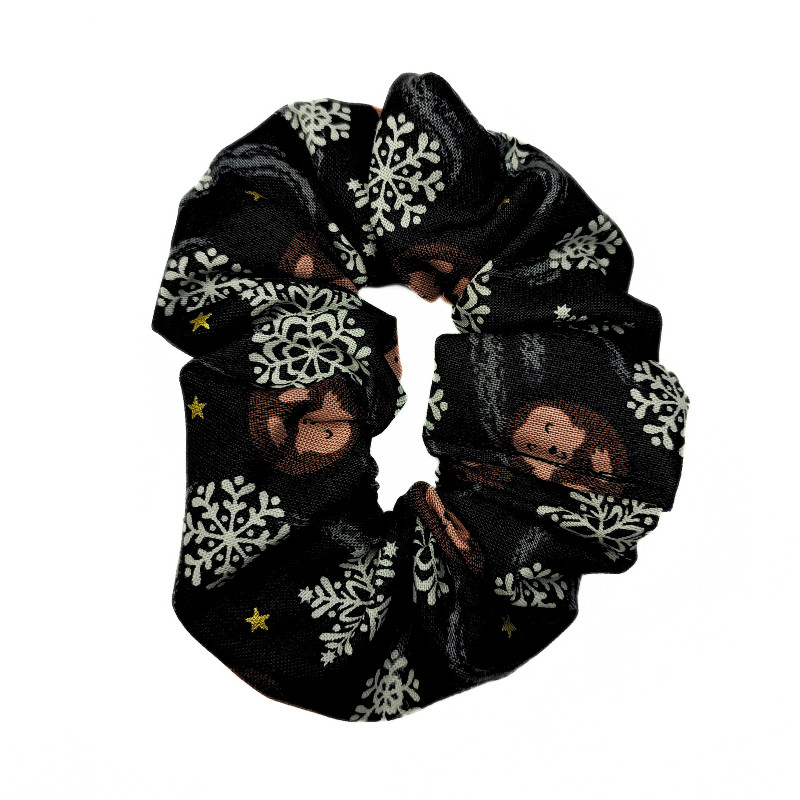 Christmas Hedgehogs & Snowflakes Scrunchie