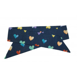 Denim Hearts Self Tie Headband