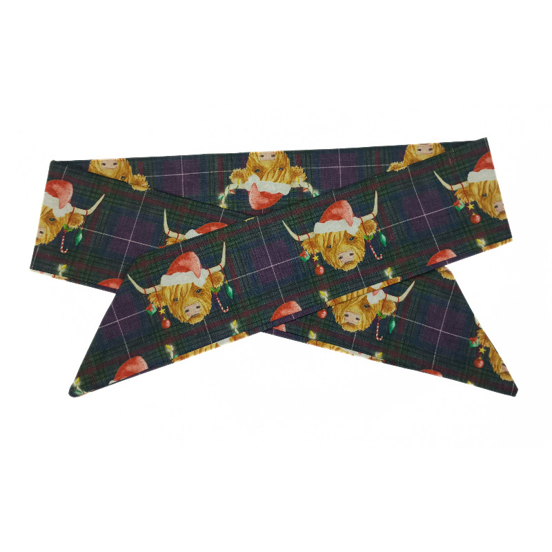 Christmas Highland Cows Self Tie Headband