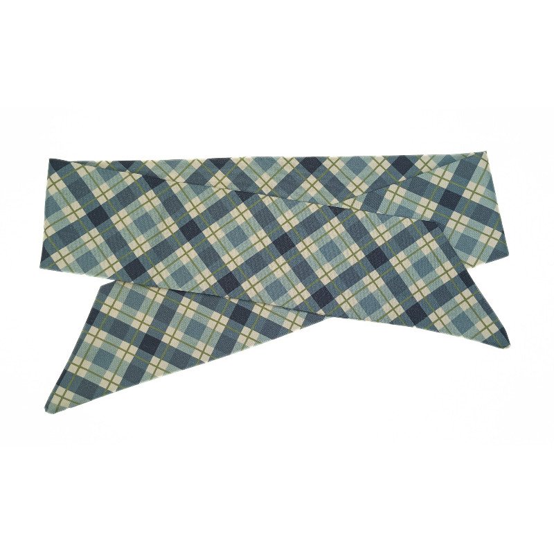 Christmas Highland Blue & Green Check Self Tie Headband