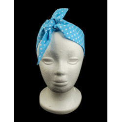 Baby Blue Polka Dot Self Tie Headband