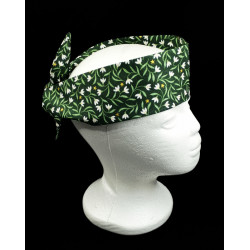 Green Snowdrops Self Tie Headband