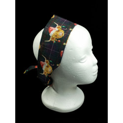 Christmas Highland Cows Self Tie Headband