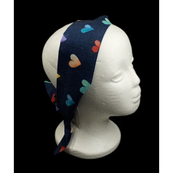Denim Hearts Self Tie Headband
