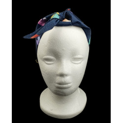 Denim Hearts Self Tie Headband