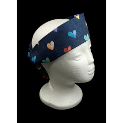 Denim Hearts Self Tie Headband