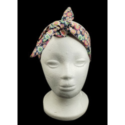 Grey Sunny Daisies Self Tie Headband
