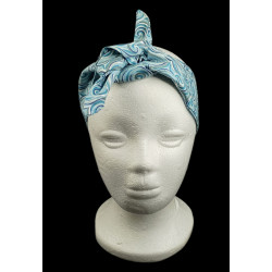 Blue & Silver Swirl Self Tie Headband