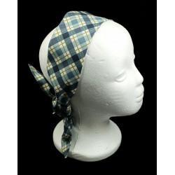 Christmas Highland Blue & Green Check Self Tie Headband