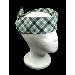 Christmas Highland Blue & Green Check Self Tie Headband