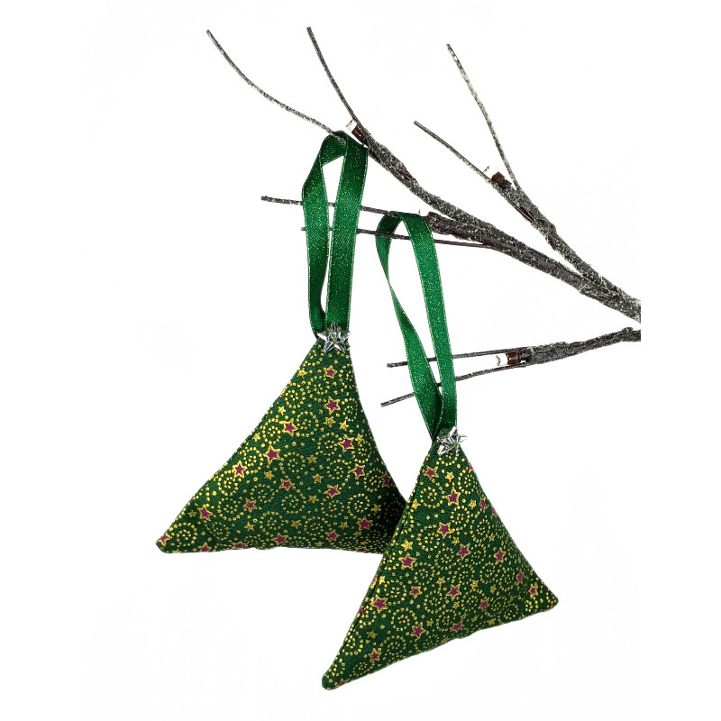 Christmas Scented Tree Decorations - Green, Gold & Purple Stars
