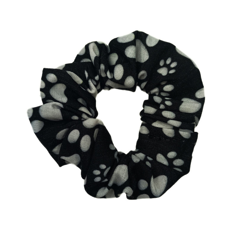 Black & White Paw Print Mini Scrunchie