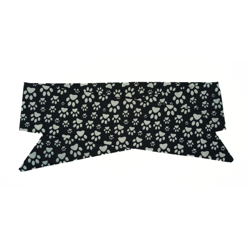Black & White Paw Print Self Tie Headband