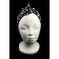Black & White Paw Print Self Tie Headband