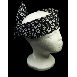 Black & White Paw Print Self Tie Headband