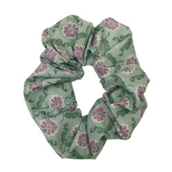 Teal Wishbone Floral Scrunchie
