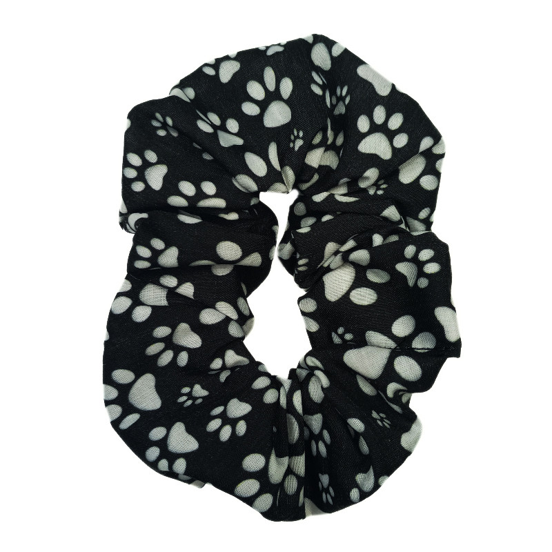 Black & White Paw Print Scrunchie