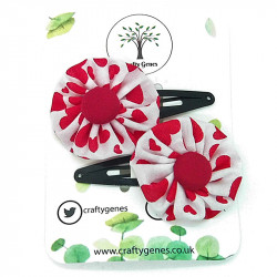 White & Red Heart Hair Clips