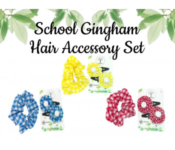 School Gingham Hair Accessory Sets